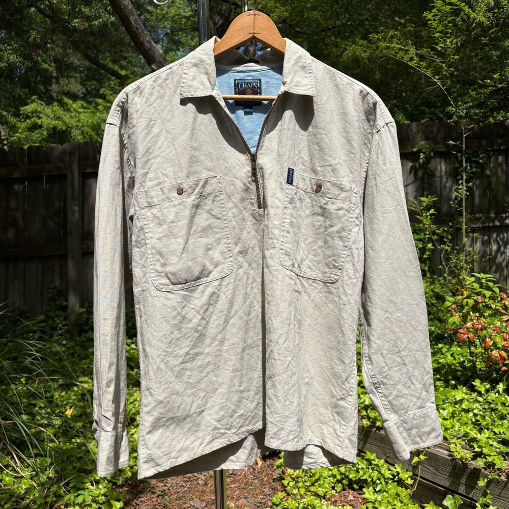 VINTAGE RALPH LAUREN CHAPS—Quarter-Zip Pullover—Men M—Linen Blend—Indonesia—RARE